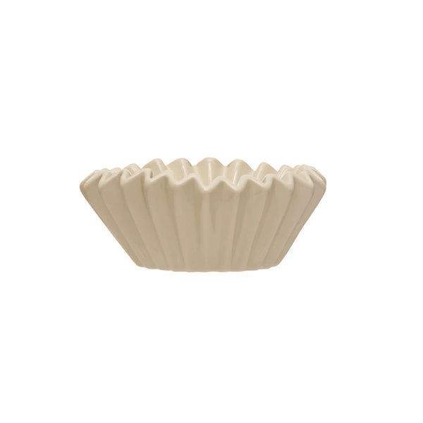 Large Stoneware Fluted Bowl - White