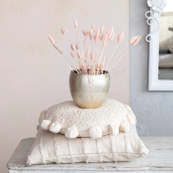 Metal Planters In Distressed Pewter- Set Of Three