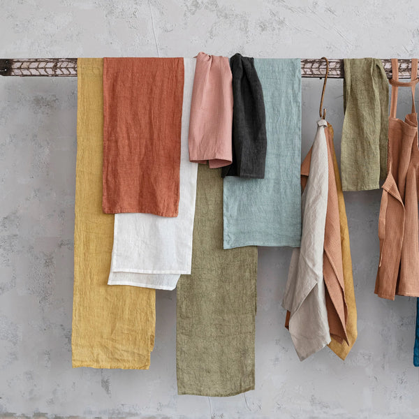 Stonewashed Linen Table Runner - Olive