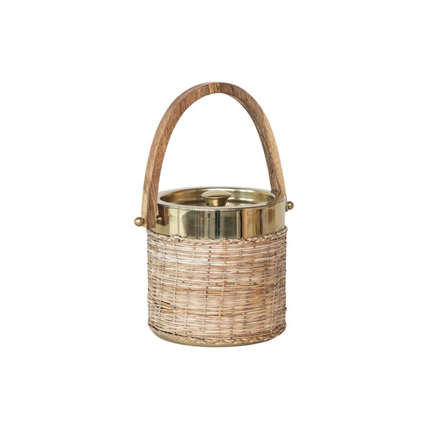 Stainless Steel & Rattan Ice Bucket