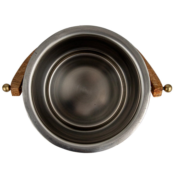 Stainless Steel & Rattan Ice Bucket