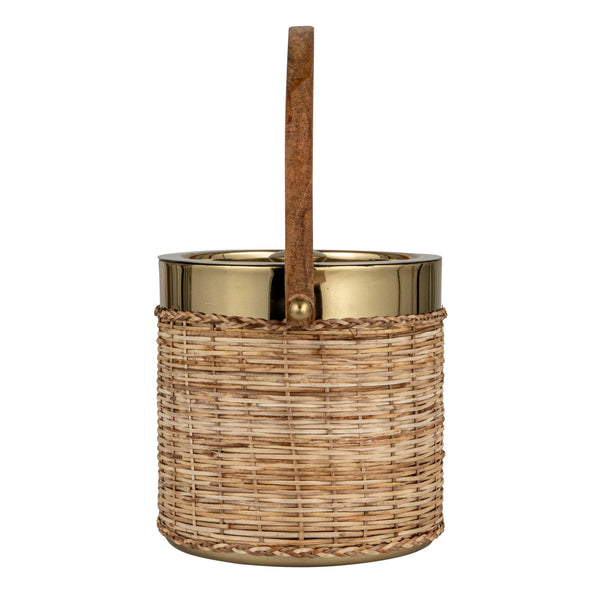 Stainless Steel & Rattan Ice Bucket