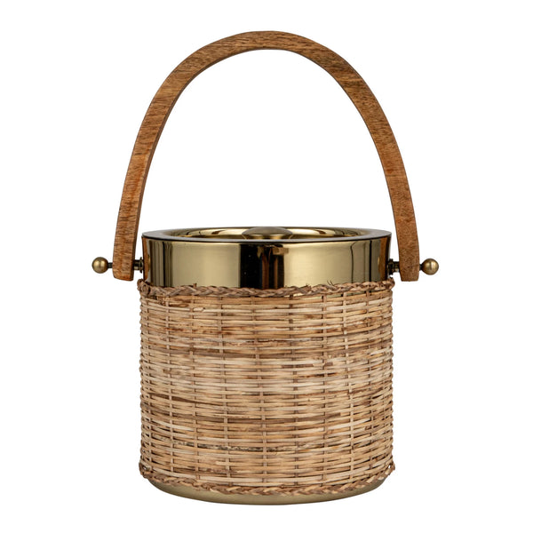 Stainless Steel & Rattan Ice Bucket