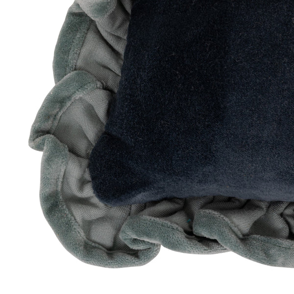 Blue Velvet Tufted Lumbar Pillow