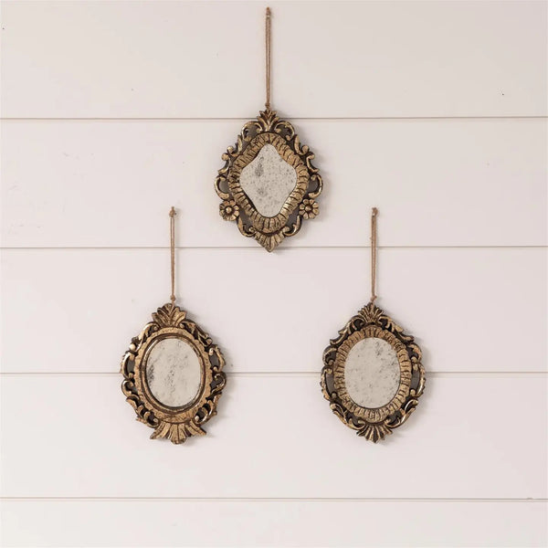 Mini Antiqued Mirrors - Set Of 3