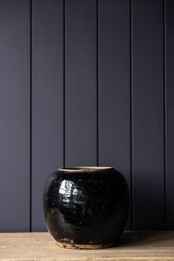 Vintage Vase Blacked Glased Paso Pot