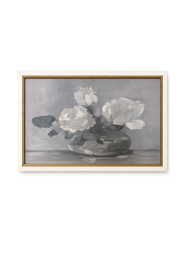 White Rose Vase Art