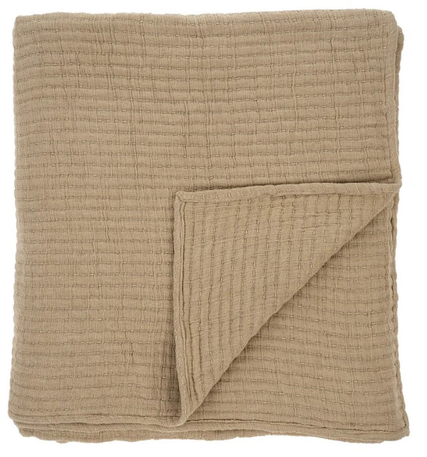 Kantha Stitch Bed Blanket - Chambray