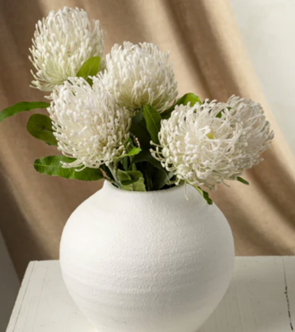 Pin Cushion Floral Stem - White