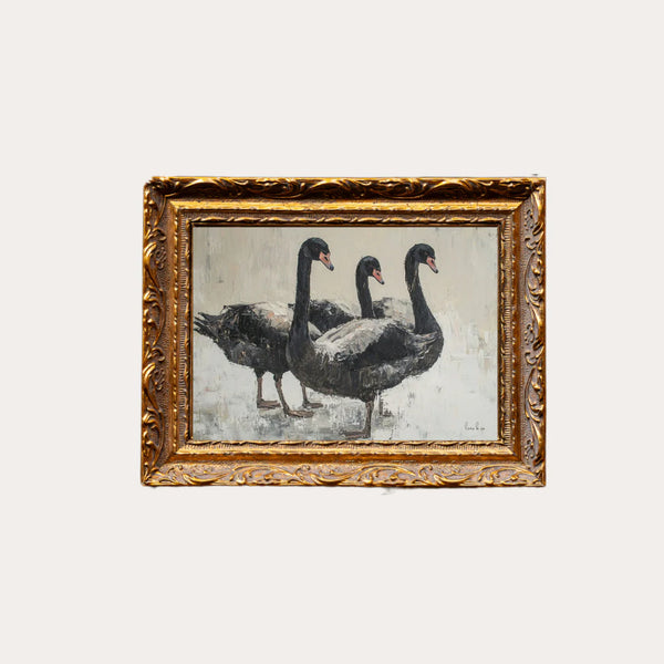 Black Swan | French Brass Gold Mould Framed Art - 8" x 10"