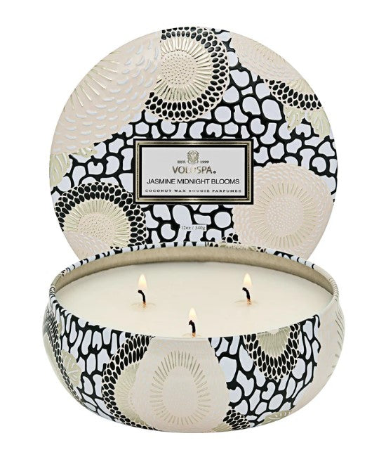 Jasmine Midnight Blooms 3 Wick Tin Candle
