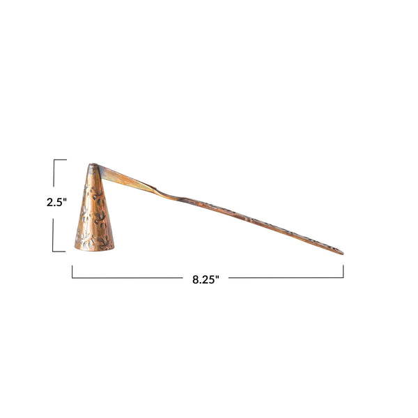 Debossed Copper Candle Snuffer - Burnt Finish