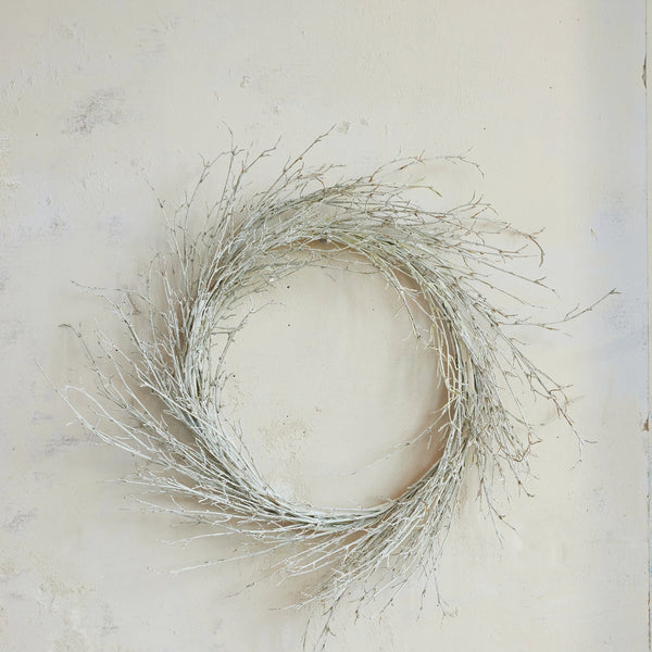 Round Faux Birch Branch Wreath - Antique White