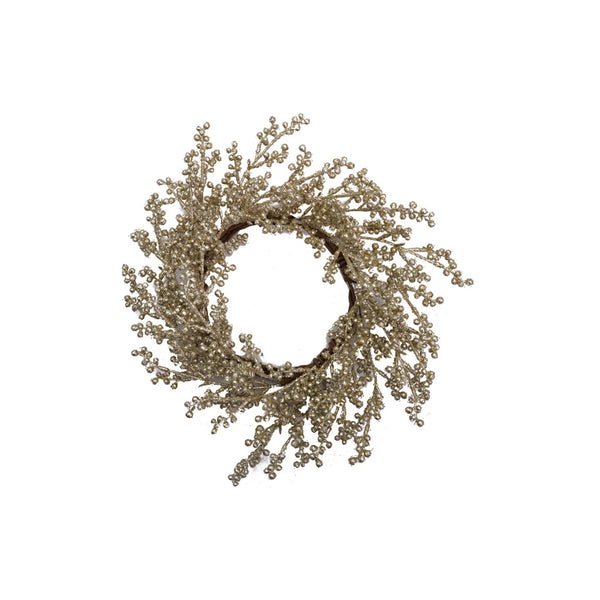 Round Faux Berry Wreath - Antique Silver Finish