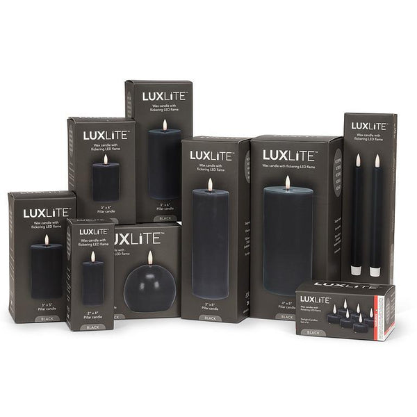 Black LED Taper Candle Set