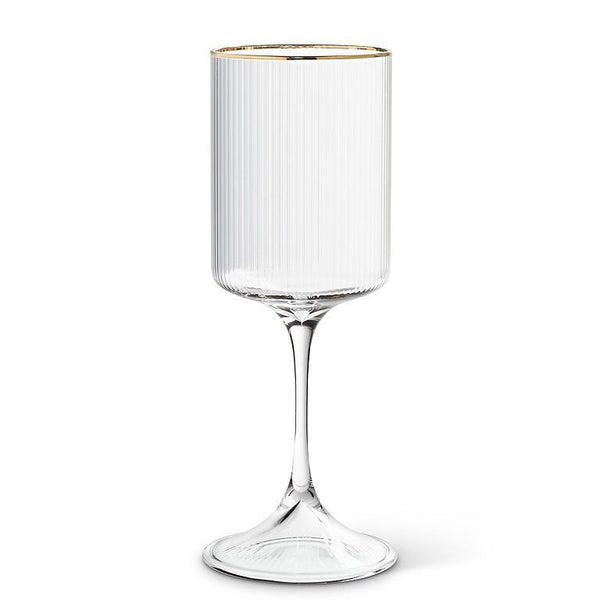 Tight Vertical Optic Goblet Glass Set - Gold