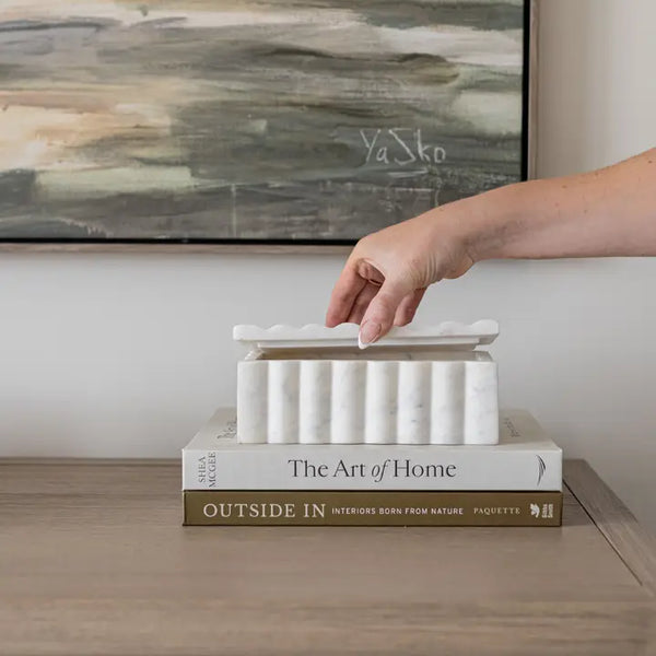 Fluted White Marble Box