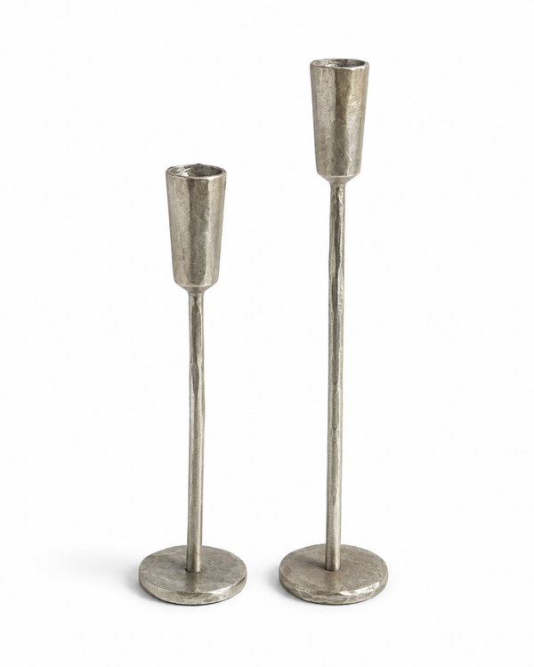 Luna Forged Candlestick - Silver
