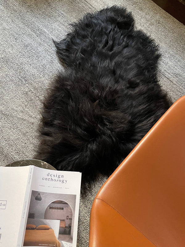 Black Icelandic Sheepskin Throw Rug