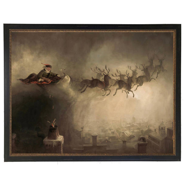 Vintage Santa Sleigh Art - 8 x 10