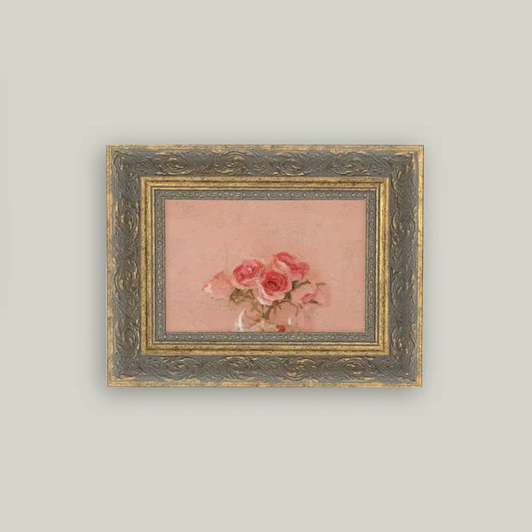 Pink Roses Framed Antique Art