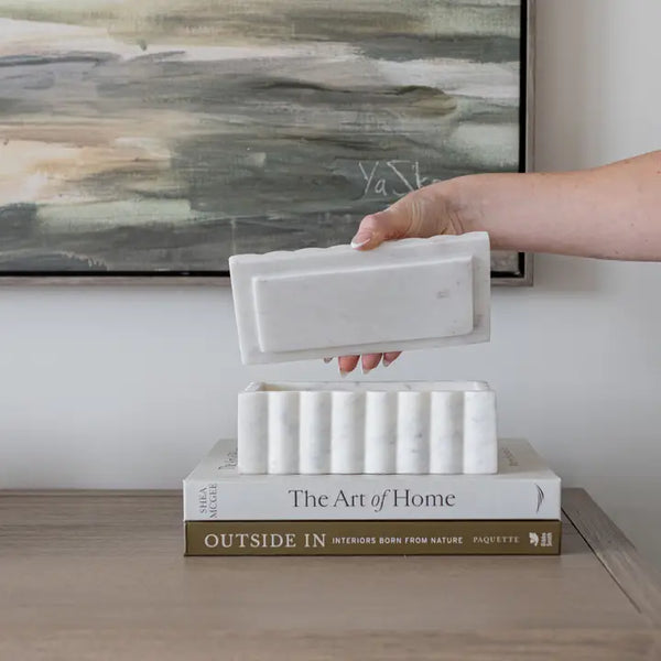 Fluted White Marble Box