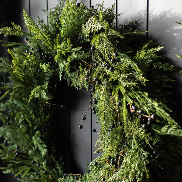 Navy Plum Berry Norfolk Cypress Real Touch Wreath - 34"