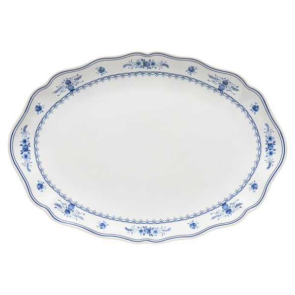 Vila White-Blue Oval Platter Large