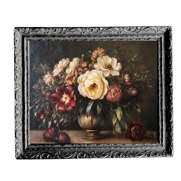 Vintage Floral Bouquet | French Black Mould Framed Art - 5 x 7