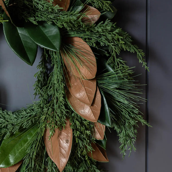 Magnolia Norfolk Cypress Mixed Real Touch Wreath - 34"