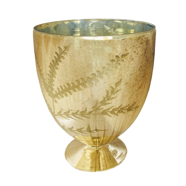 Etched Mercury Glass Footed Vase