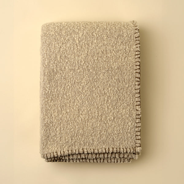 Blanket Stitch Boucle Throw - Natural