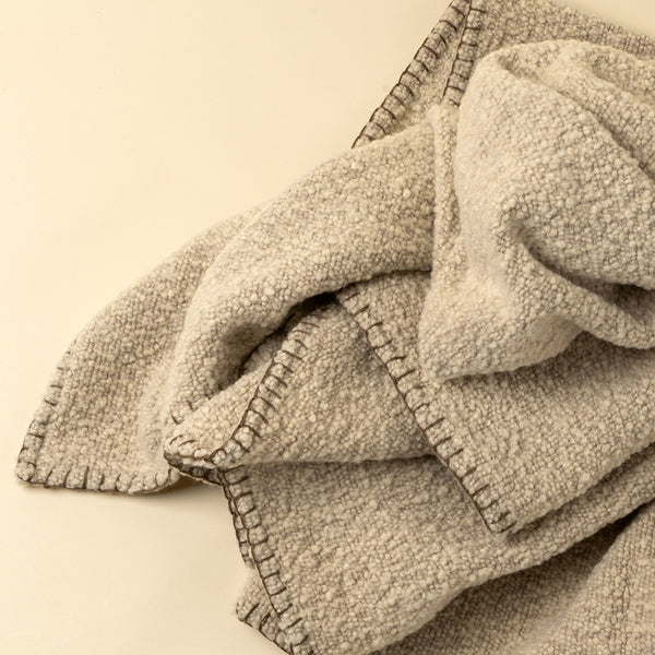 Blanket Stitch Boucle Throw - Natural