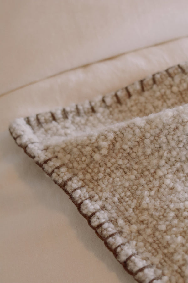 Blanket Stitch Boucle Throw - Natural