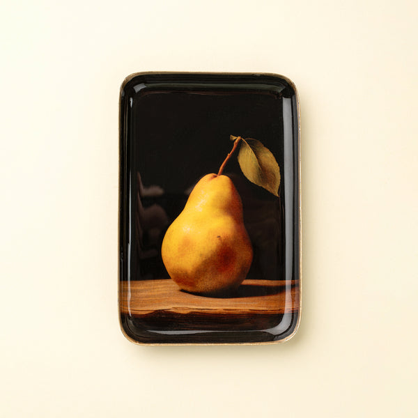 Small Pear Still Life Enameled Tray