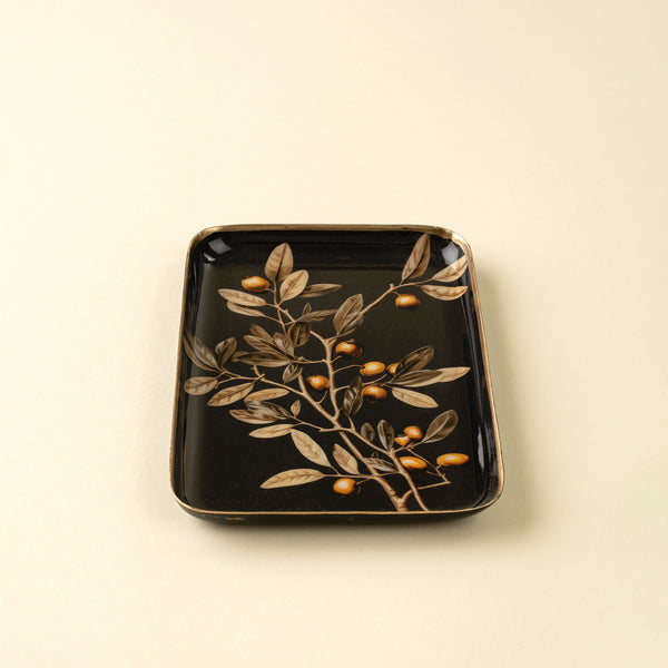 Small Golden Olive Enameled Tray