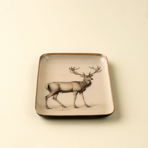 Small Woodland Stag Enameled Tray