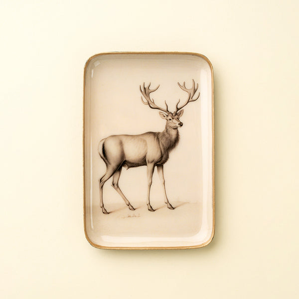 Small Woodland Stag Enameled Tray