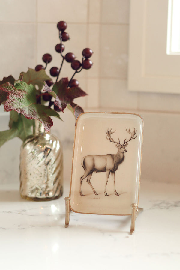 Small Woodland Stag Enameled Tray