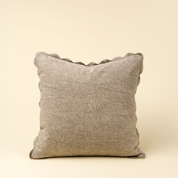 Scalloped Edge Pillow - Silver Grey