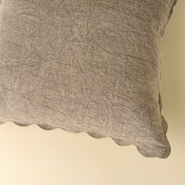 Scalloped Edge Pillow - Silver Grey