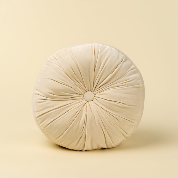 Velvet Tuft Round Cushion - Ivory
