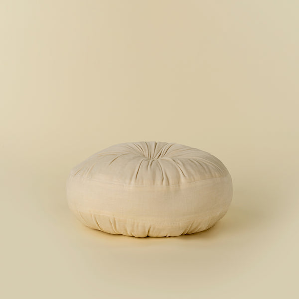 Velvet Tuft Round Cushion - Ivory
