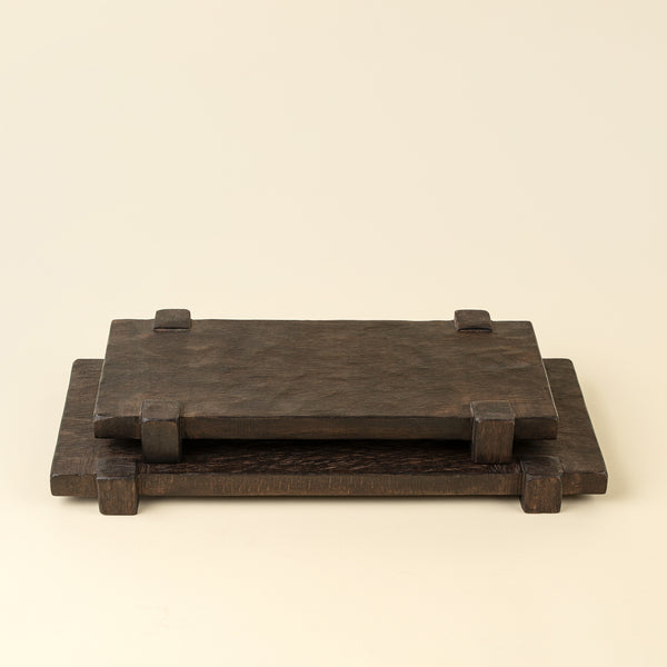 Drift Pedestal Tray - Dark Brown