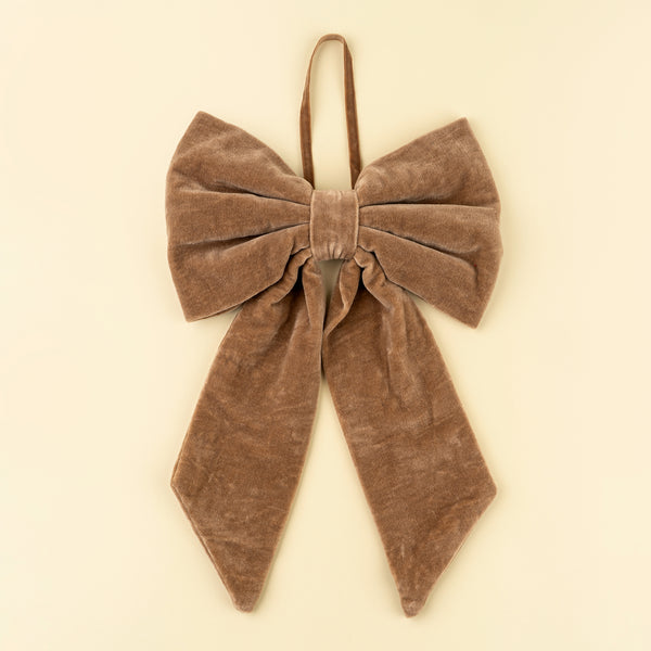 Velvet Hanging Bow - Latte