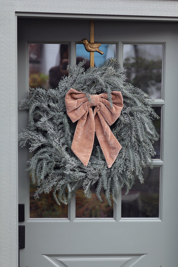 Velvet Hanging Bow - Latte
