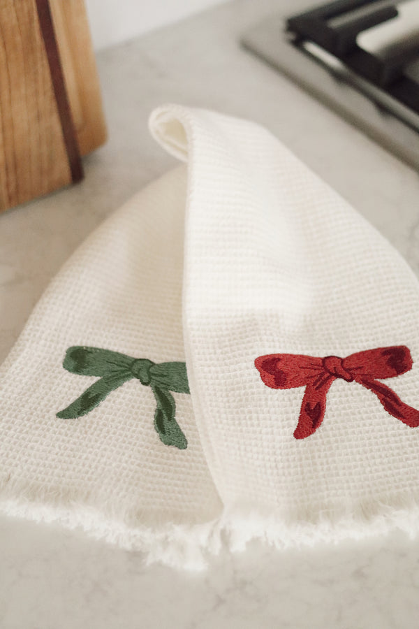 Embroidered Bow Hand Towel Set