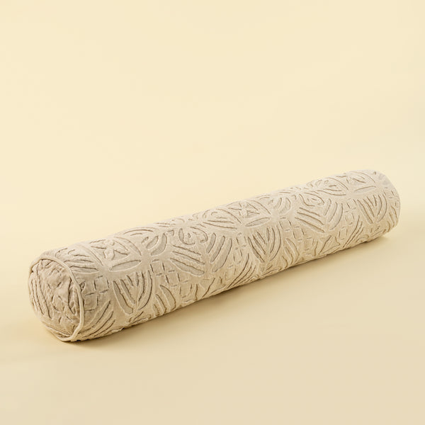 Velvet Cutwork Bolster - Ivory