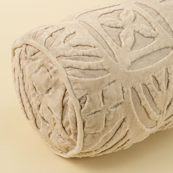 Velvet Cutwork Bolster - Ivory
