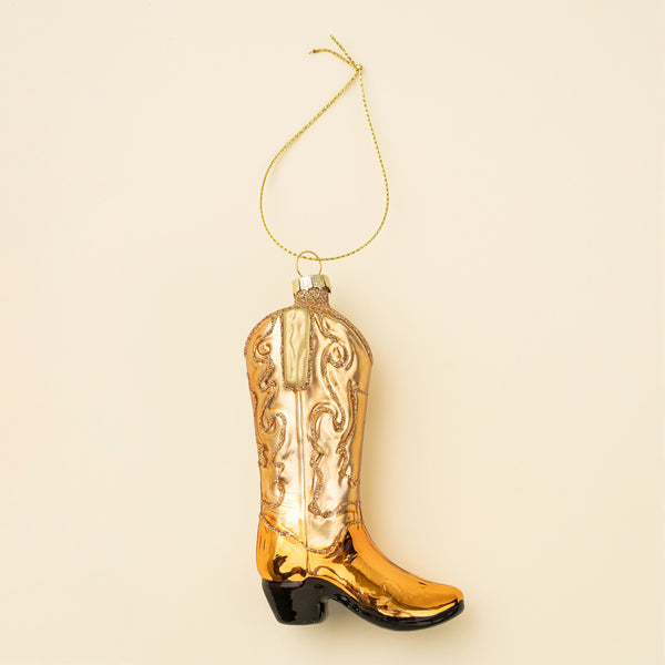 Cowboy Boot Glass Ornament